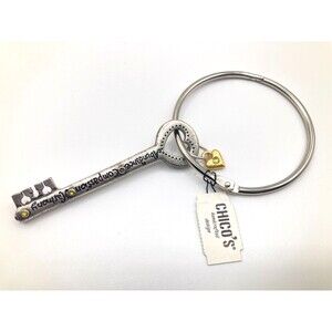 CHICO'S Lock & Key Themed Heart Abundance, Compassion, Harmony Novelty Bracelet